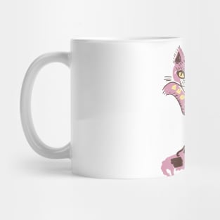 Cute Pink Folk Cat Mug